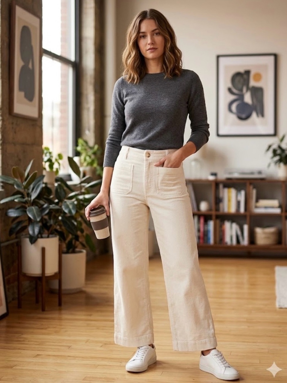 Anthropologie Maeve 'The Colette' Corduroy Pants in Ivory
